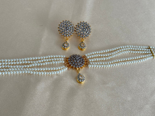 24k Gold Plated Choker set featuring premium cubic zirconia stones