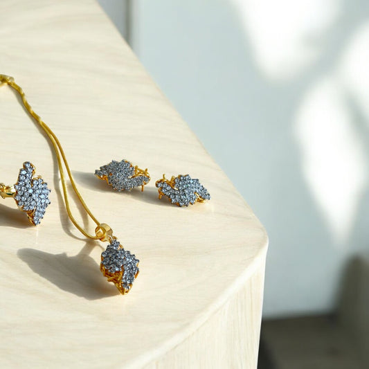 24k Gold Plated locket set with premium quality cubic zirconia stones